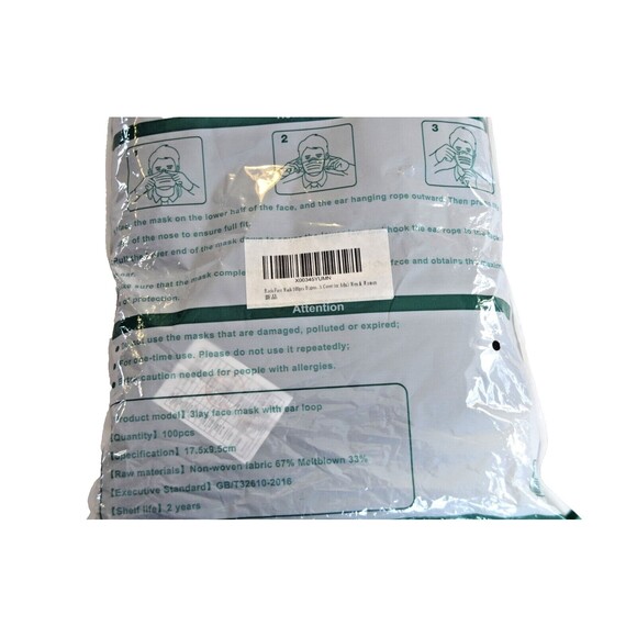 100 PCS Disposable Face Mask Non Medical Surgical 3 Ply Ear loop Masks - Picture 5 of 5